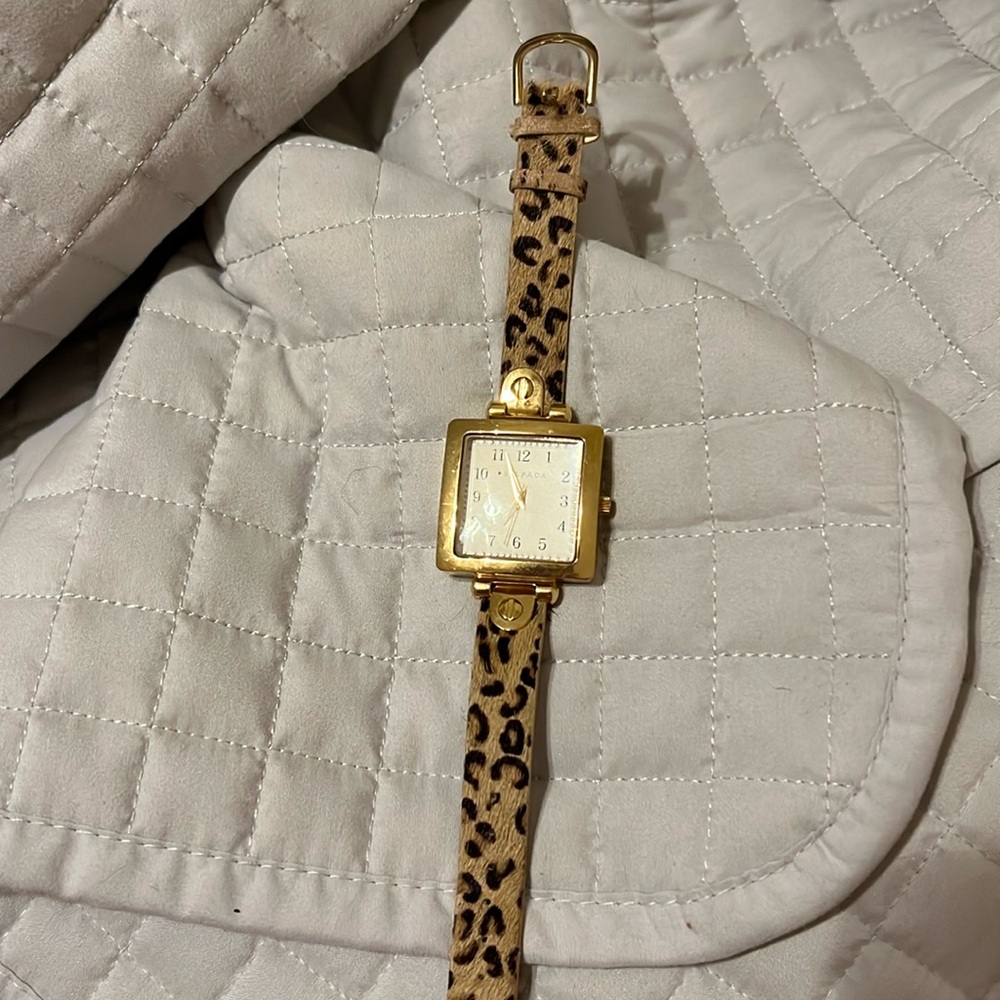 Silpada watch with leather animal print band